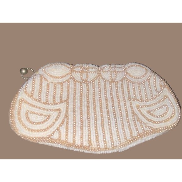 Talon Beaded Evening Clutch Vintage Purse With Mirror & Pearl Closure - Picture 1 of 10
